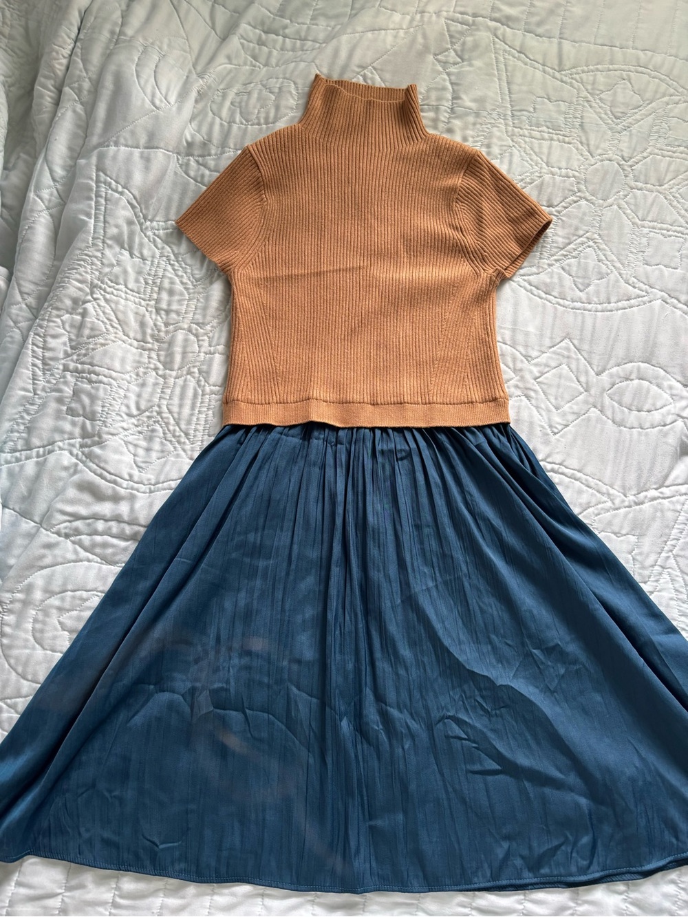Anthropologie Pleated Midi Skirt in Teal Blue